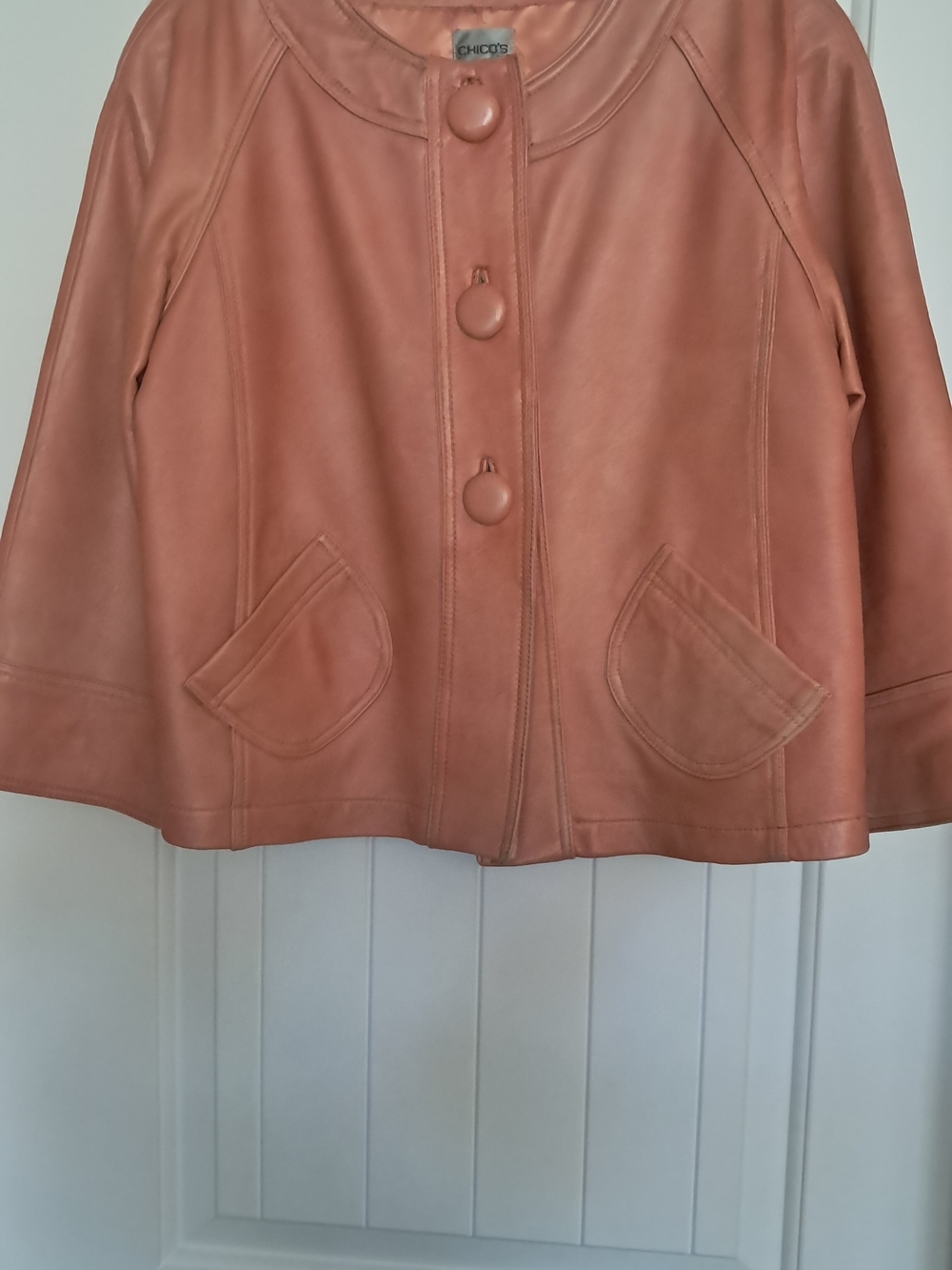 Chico's Women's Genuine Leather Swing Jacket  sz 2, Large